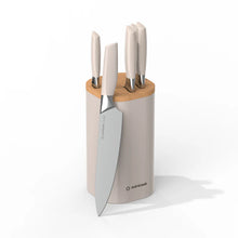 Load image into Gallery viewer, Nutricook Everyday 5-Piece Knife Set with Knife Holder - Beige
