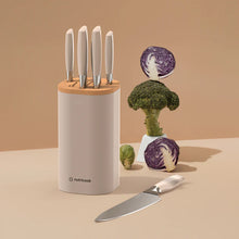 Load image into Gallery viewer, Nutricook Everyday 5-Piece Knife Set with Knife Holder - Beige

