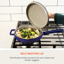 Load image into Gallery viewer, Nutricook One Pan Cast Aluminum + Self-Basting Lid + Steamer Basket + Silicone Spatula - Non-Stick Ceramic Coating, 26cm
