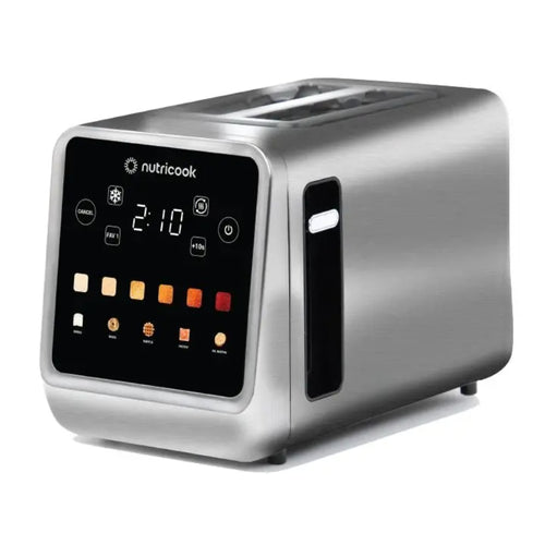 Nutricook 2-Slice Smart Toaster With Touch Screen, Stainless Steel - 850W, angled view.
