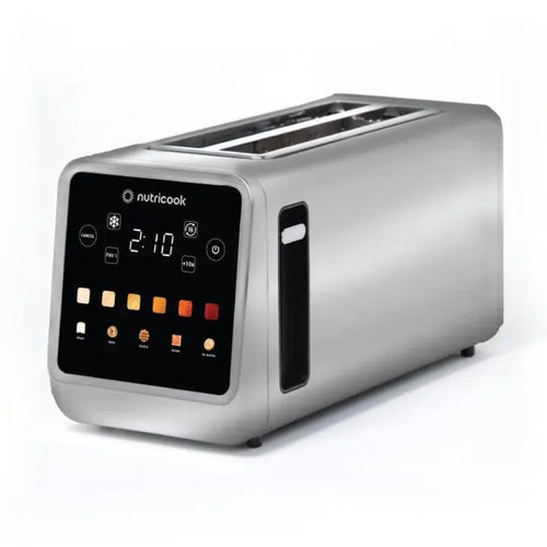 Nutricook 4-Slice Smart Toaster With Touch Screen, Stainless Steel - 1450W, angled view.