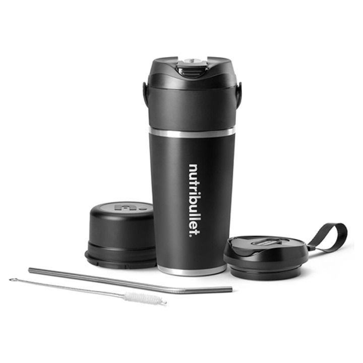 Nutribullet Flip Portable Blender, 8PC Set – High-Speed, Multi-Functional, Rechargeable, Self-Cleaning, 590ML Stainless Steel Cup, USB-C Charging - 11.1V Motor