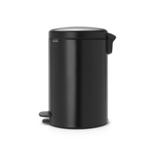Load image into Gallery viewer, Brabantia New Icon Pedal Bin, 20 Liters - Matt Black, side view.
