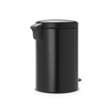 Load image into Gallery viewer, Brabantia New Icon Pedal Bin, 20 Liters - Matt Black, back view.
