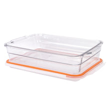 Load image into Gallery viewer, Glass Lock Airtight Rectangular Oven Safe Glass Dish / Food Container with Lid - 2200ml, open lid, angled view.
