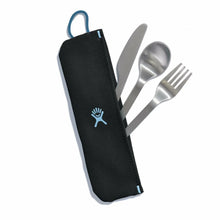 Load image into Gallery viewer, Hydroflask Flatware Set: Knife, Fork &amp; Spoon with Pouch- Stainless Steel
