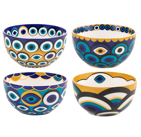 Images D'orient Set of 4 Bowls, Zarqa - 12cm.