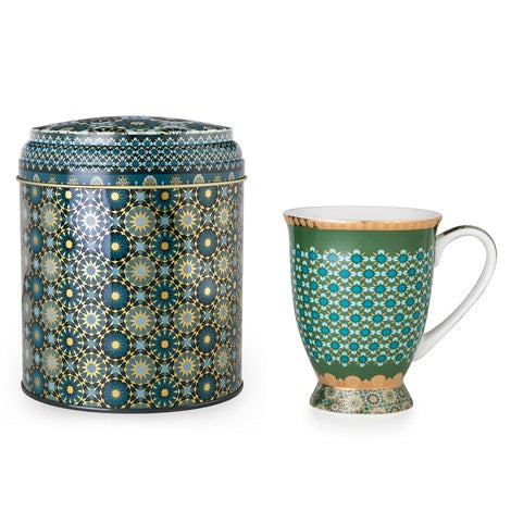 Images D'orient Large Tin Box with 1 Mug, 250ml - Andalusia.
