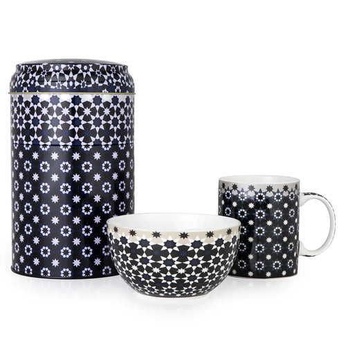 Images D'orient Large 2 Level Tin Box with 1 Mug (325ml) & 1 Bowl (12cm) - Kaokab.