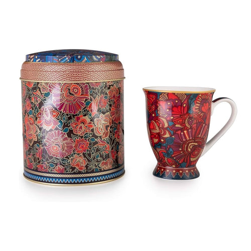 Images D'orient Large Tin Box with 1 Mug, 250ml - Kashmir.