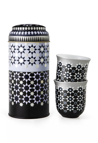 Images D'orient 2 Level Tin Box with 2 Coffee Cups, 90ml - Kaokab.