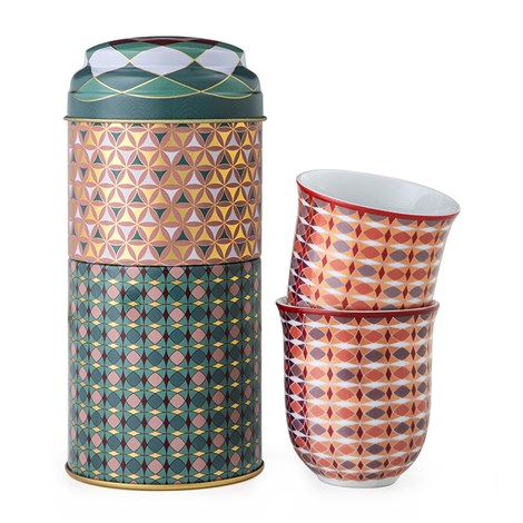 Images D'orient 2 Level Tin Box with 2 Coffee Cups, 90ml - Opera.