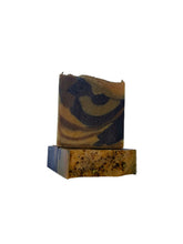 Load image into Gallery viewer, Sopo Handmade Moringa &amp; Macha Soap (Charcoal and Turmeric), Cold Process for Face &amp; Body - 1 piece
