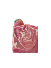 Load image into Gallery viewer, Sopo Handmade Strawberry Soap, Cold Process for Face &amp; Body - 1 piece
