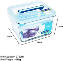 Load image into Gallery viewer, Glass Lock Airtight Rectangular Glass Food Container - 3700ml, graphic with dimensions.
