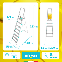 Load image into Gallery viewer, Colombo Libellula Aluminum Ladder - 8 Steps
