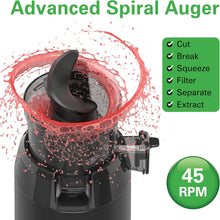 Load image into Gallery viewer, Hamilton Beach Slow Juicer with 130mm Wide Feeding Chute, Durable Auger, Auto-Residue Separation, Reverse Function - 250W
