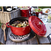 Load image into Gallery viewer, Staub Round Cast Iron Cocotte, Cherry Red - 26cm, 5.2 Liters
