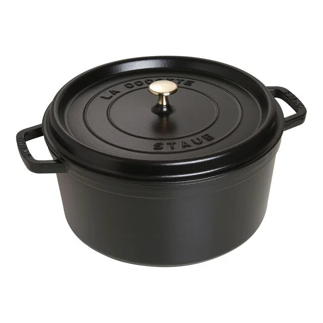 Staub Round Cast Iron Cocotte, Black - 30cm, 8.2 Liters