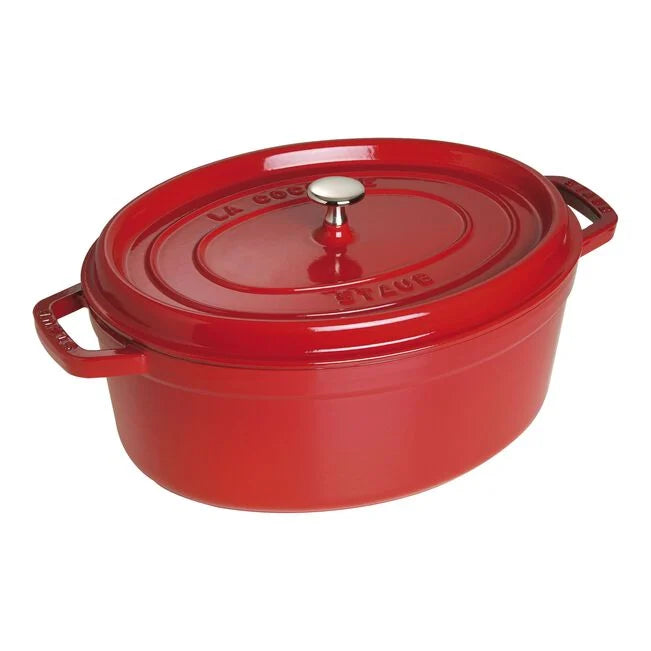 Staub Oval Cast Iron Cocotte, Cherry Red - 33cm, 6.6 Liters