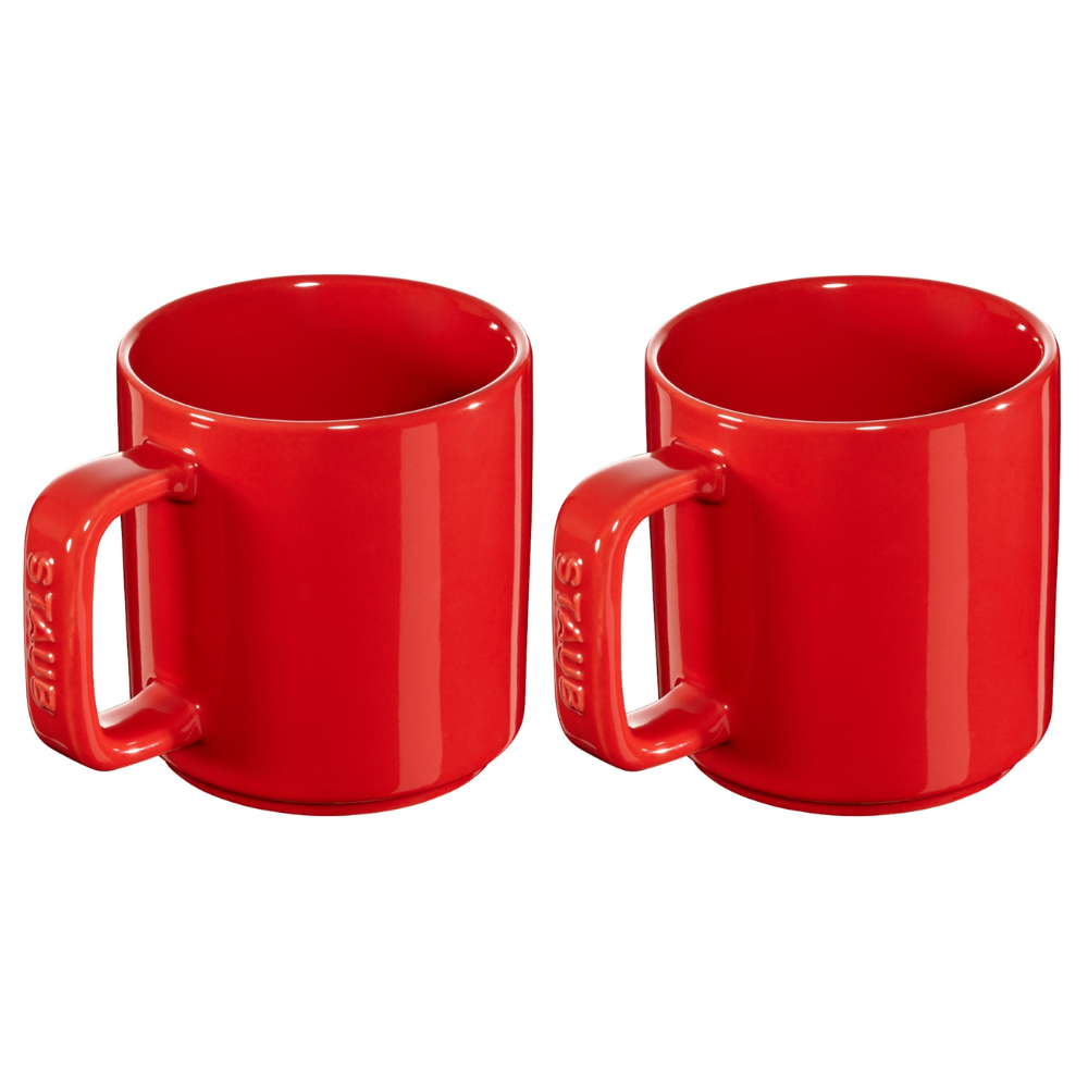 Staub Ceramics Set of 2 Mugs, Cherry Red - 10cm, 200ml