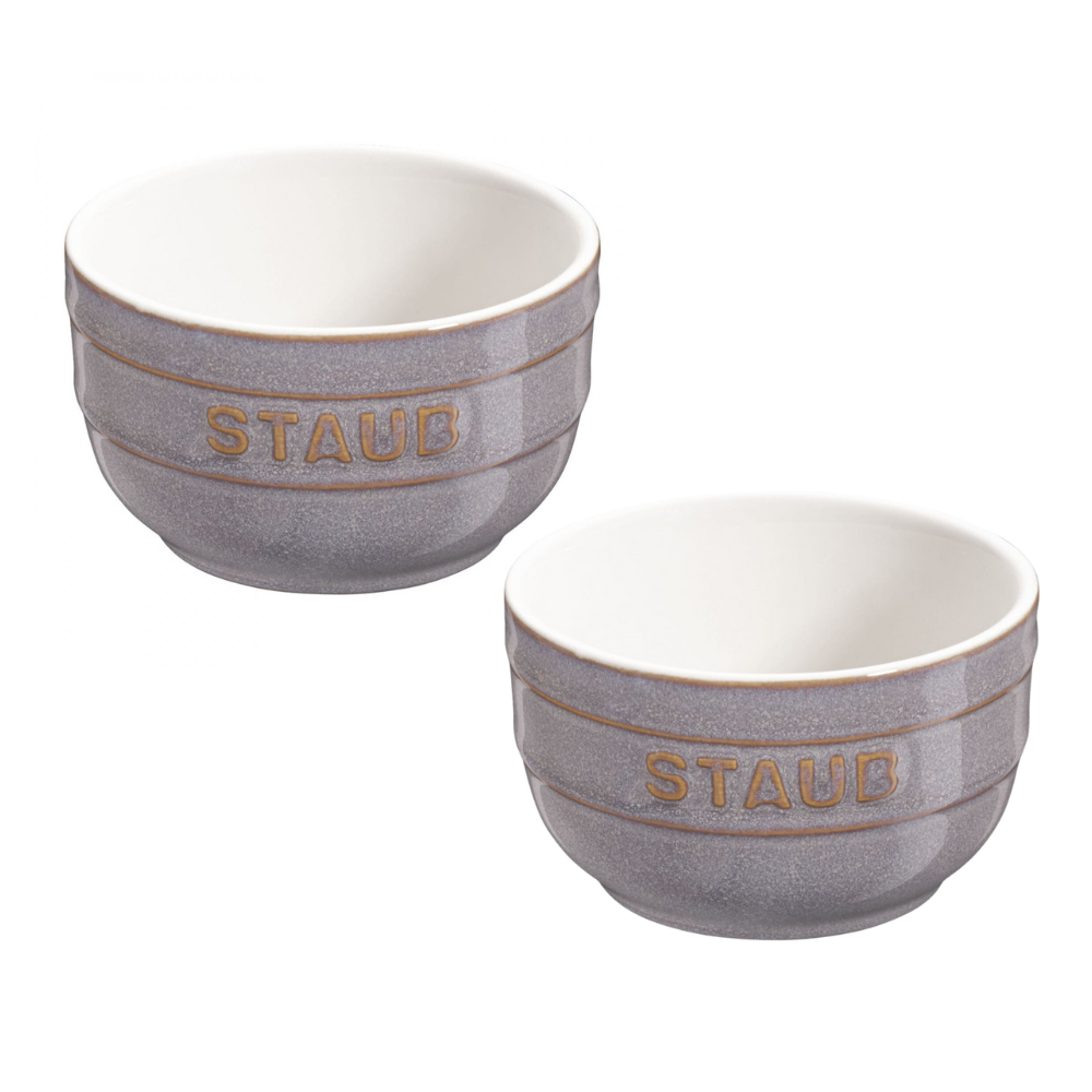 Staub Set of 2 Ceramic Ramequins, Ancient Grey - 8cm, 200ml