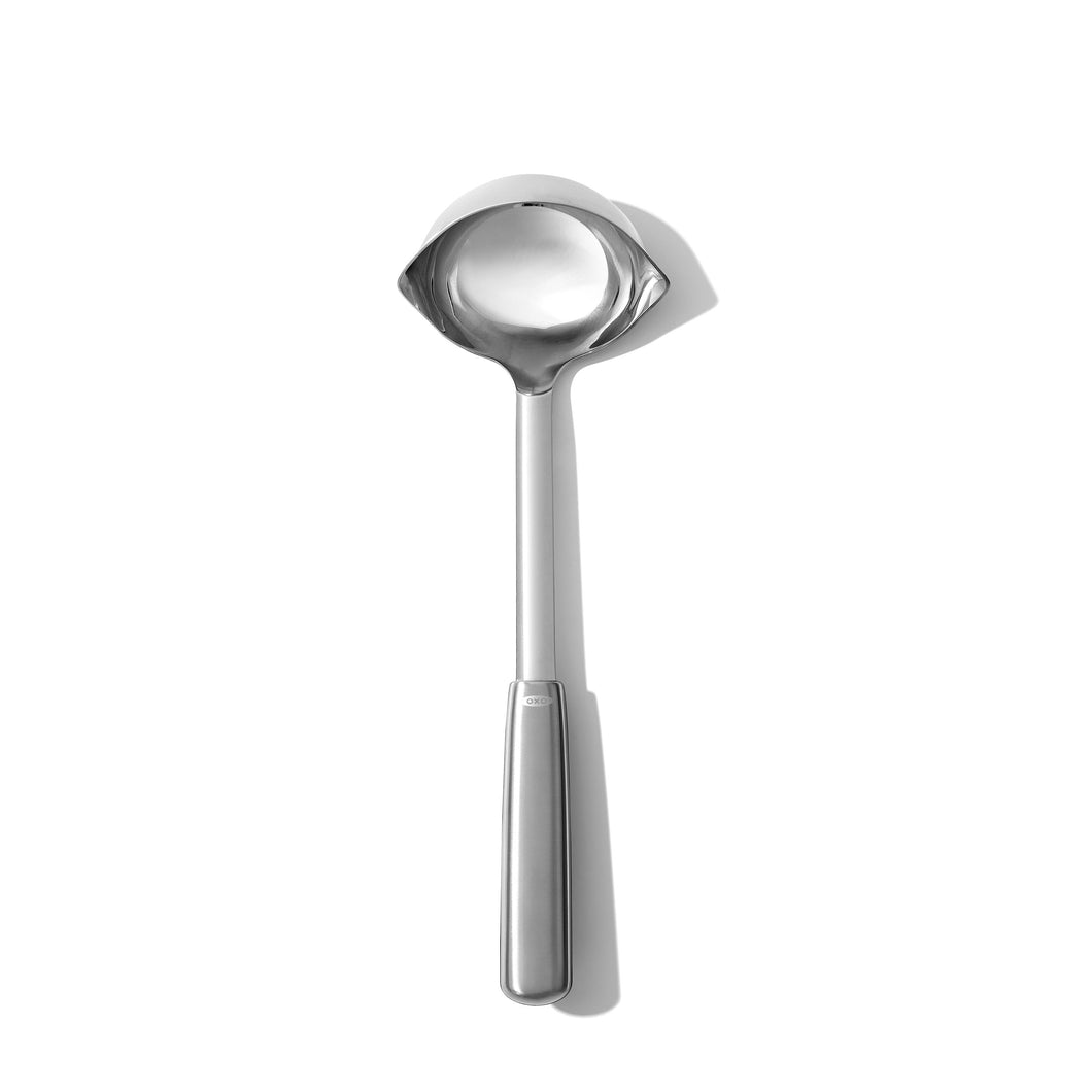 OXO Good Grips Ladle with Spouts - Stainless Steel, top view.