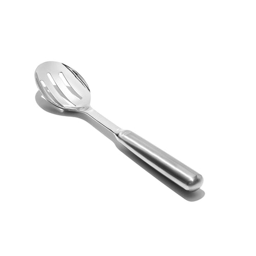 OXO Good Grips Slotted Serving Spoon - Stainless Steel, angled view.