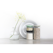Load image into Gallery viewer, Brabantia Stackable Glass Jars Set of 3 - 0.3, 0.6 &amp; 1.1L, Different Color Lids
