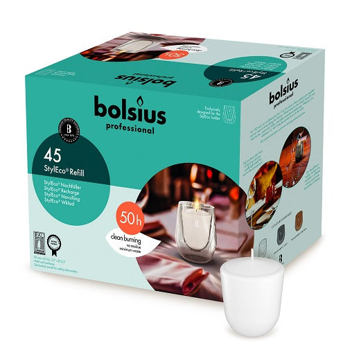 Bolsius StylEco Refill Candle Box - 45 pieces, White