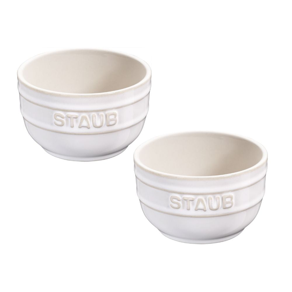 Staub Set of 2 Ceramic Ramequins, Ivory White - 8cm, 200ml