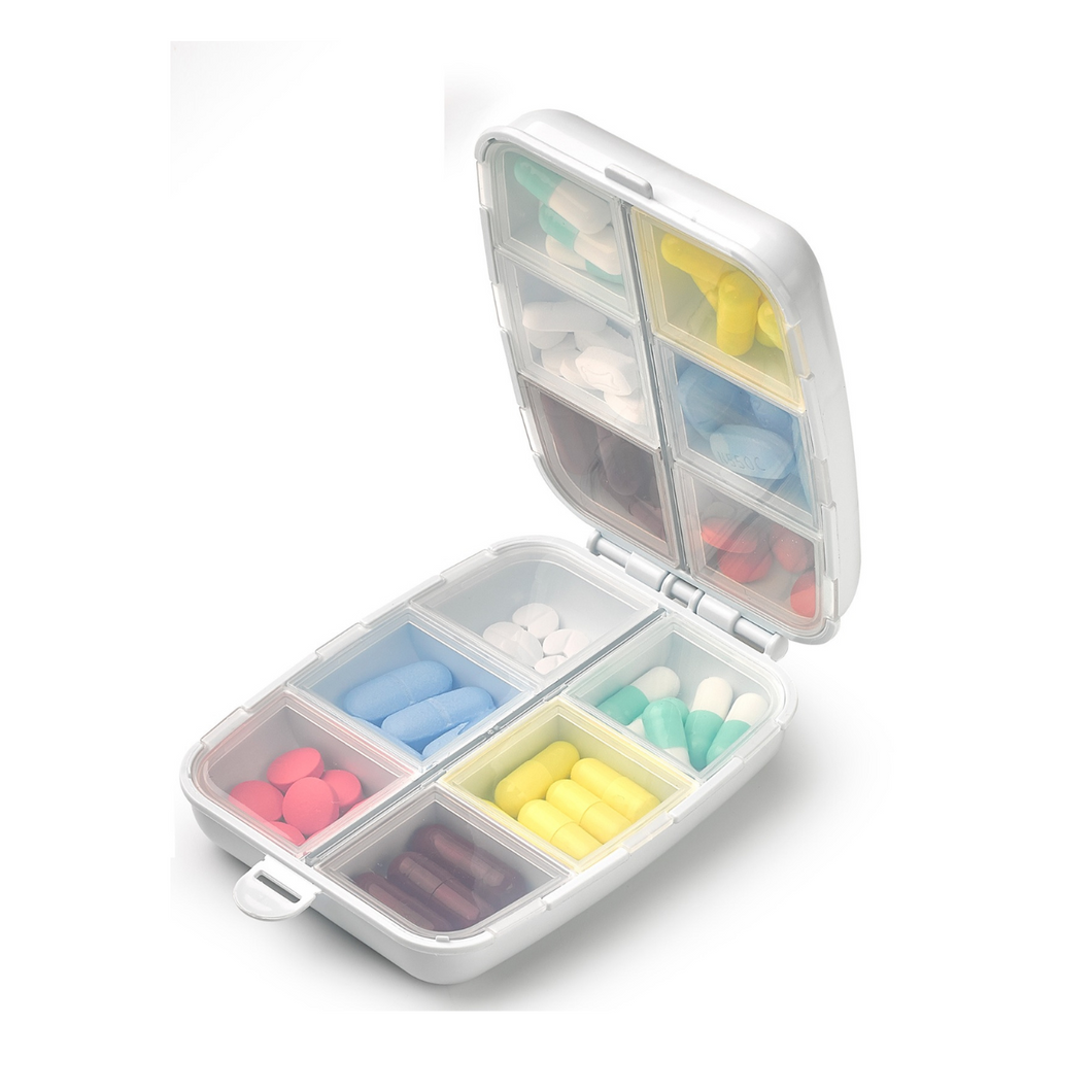 Plastic Forte Travel Pill Organizer & Medicine Dispenser - 12 Compartments