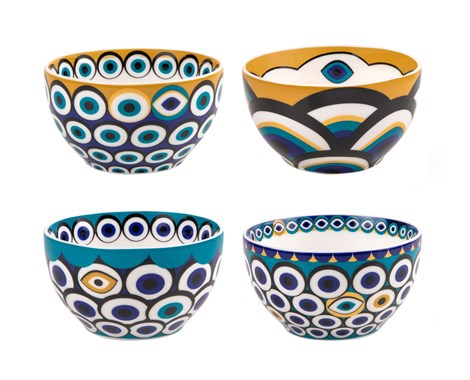 Images D'orient Set of 4 Bowls, Zarqa - 9.5cm.