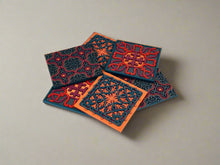 Load image into Gallery viewer, Lifestyle image of Images D&#39;orient Pack of 6 Coasters, 9 x 9cm - Vagabonde Soie Combo.
