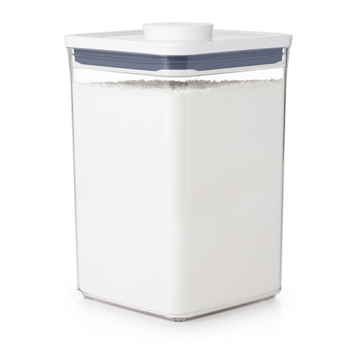 OXO Good Grips Pop Container - Big Square Medium, 4.2 Liters, filled with sugar.