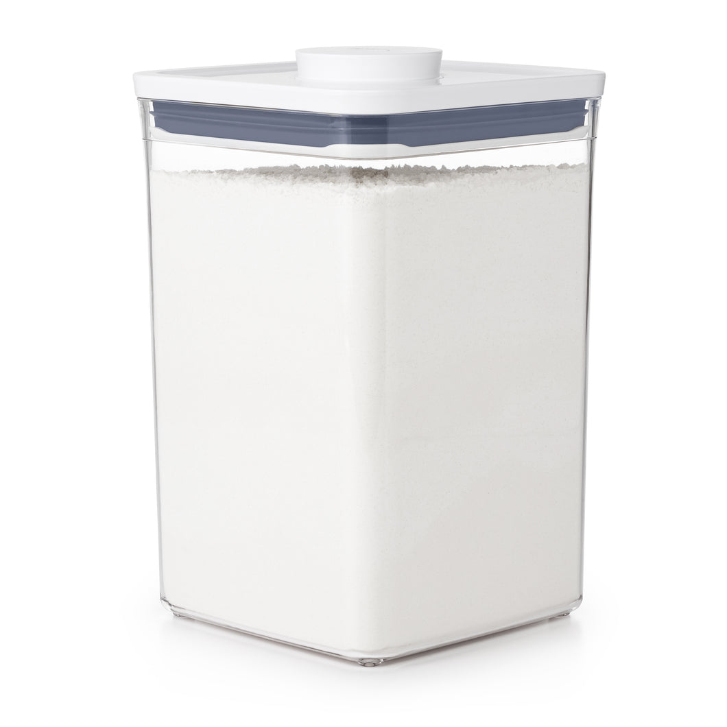 OXO Good Grips Pop Container - Big Square Medium, 4.2 Liters, filled with sugar.