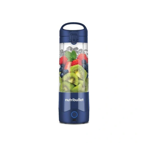 Nutribullet Portable Blender with Handled Sip Lid, 475mL - 100W, Navy Blue, filled.