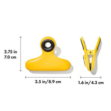 Load image into Gallery viewer, OXO Good Grips Magnetic Heavy-Duty Clips - 4 Piece, graphic with dimensions. 
