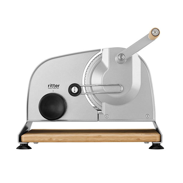 Ritter Piatto Home Food Slicer with Metal and Wood Construction - Chrome