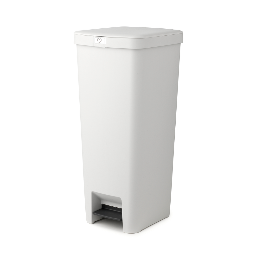Brabantia StepUp Pedal Bin from Recycled Plastic - 40 Liters, Light Grey
