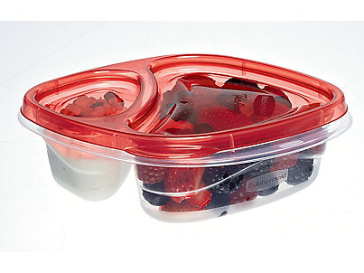 Rubbermaid Set of 3 Divided Snackers - Red and Transparent - 0.5 liters