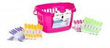 Load image into Gallery viewer, Wham Peg Basket With 24 Soft Grip Pegs- Lime Green, Hot Pink and Purple
