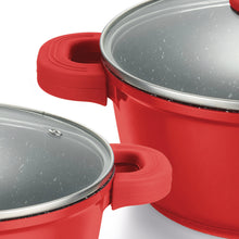 Load image into Gallery viewer, Muhler Kara Non-Stick Cookware Set, 6 Pieces - Die-Cast Aluminum, Red
