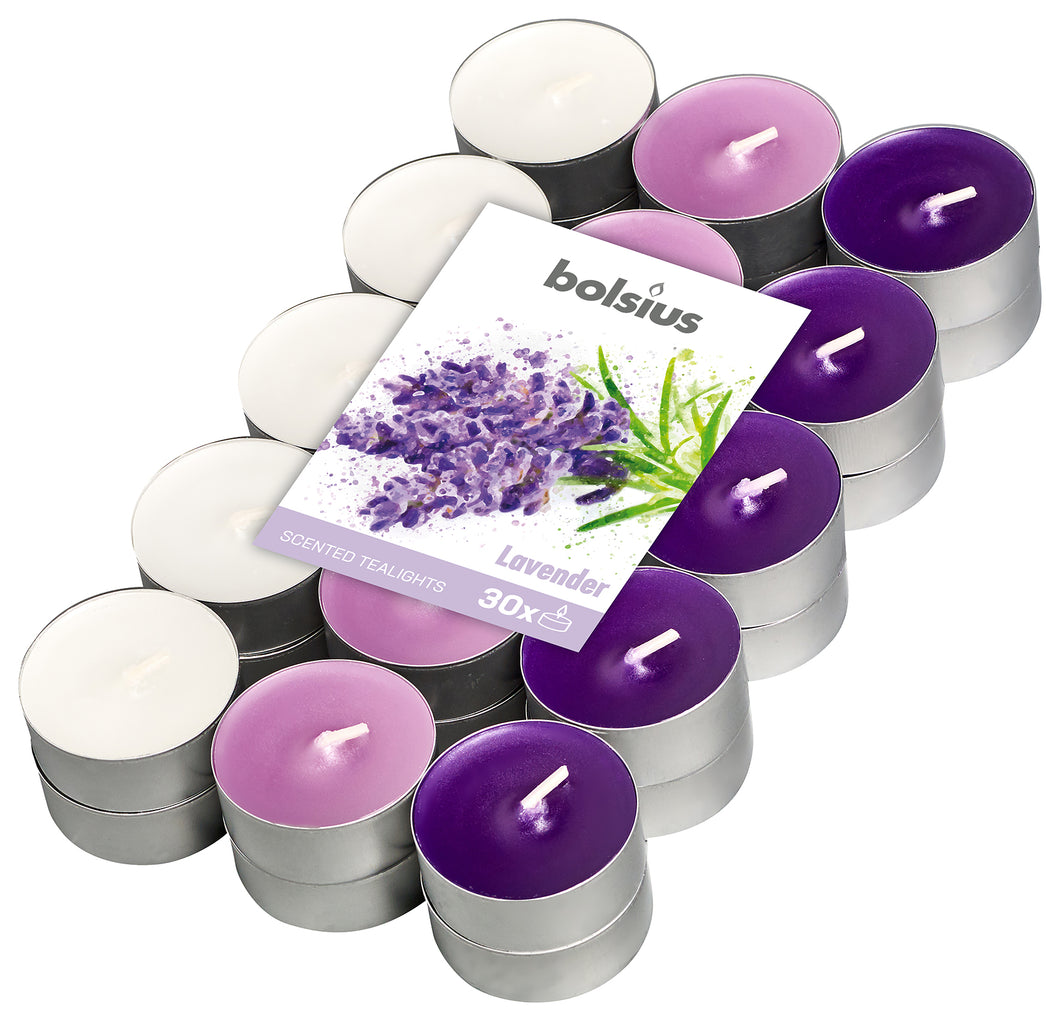 Bolsius Fragranced Tealight Candles, Lavender - Pack of 30
