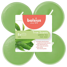 Load image into Gallery viewer, Bolsius True Scents Green Tea Maxi-Light Candles with Clear Cups, Scented - Pack of 8
