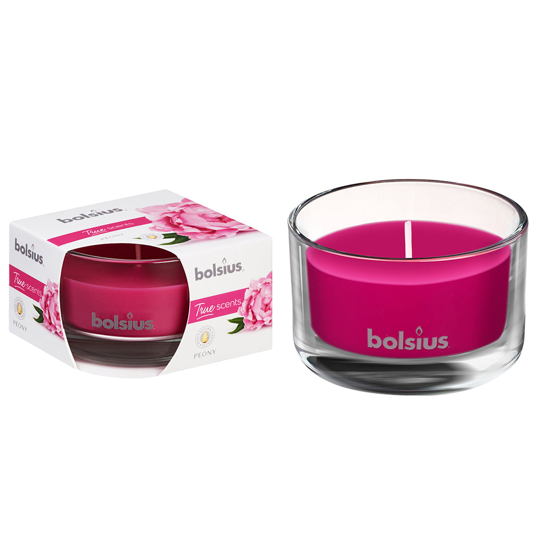 Bolsius True Scents Peony Candle in Glass, Scented - 50/88mm