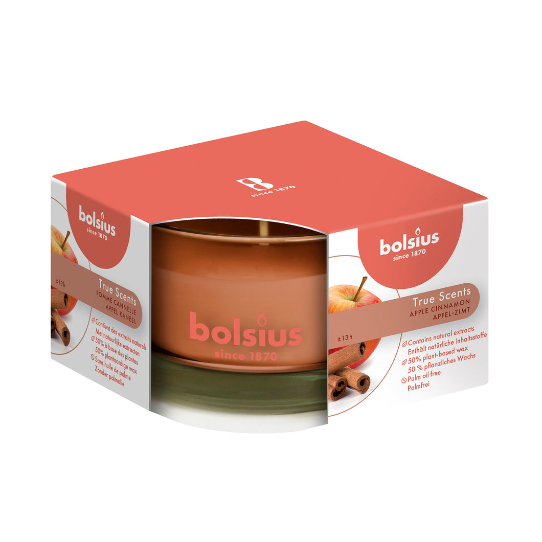 Bolsius True Scents Apple Cinnamon Candle in Glass, Scented - Available in different sizes