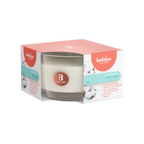 Bolsius True Scents Fresh Cotton Candle in Glass, Scented - Available in different sizes