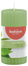 Load image into Gallery viewer, Bolsius True Scents Green Tea Ribbed Pillar Candle 120/58mm, Scented

