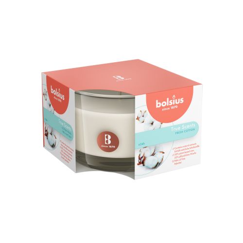 Bolsius True Scents Fresh Cotton Candle in Glass, Scented - Available in different sizes